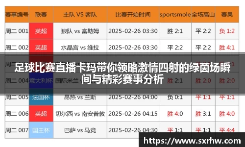 足球比赛直播卡玛带你领略激情四射的绿茵场瞬间与精彩赛事分析